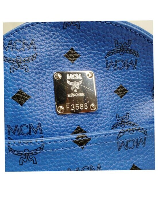 Authentic MCM Stark Blue Visetos Leather Backpack Unisex Designer Bag main image 4